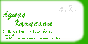 agnes karacson business card